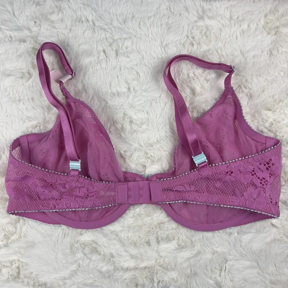 Victoria's Secret Tease Unlined Lace Demi Bra Hot Pink Underwire Size 34D NWT